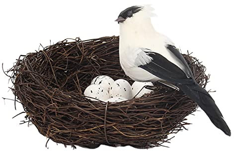 LOVIVER Natur Künstliches Dekorativer Vogelkäfig Fotorequisiten Handgemachtes für Thanksgiving Home Frühlingsdekoration, Weiß