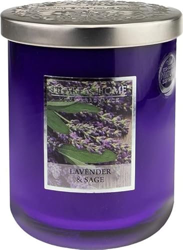 Heart & Home Grosse Duftkerze im Glas Duftnote Lavender & Sage (Lavendel&Salbei) 340g Inhalt: 0,34 Kilogramm (97,03 € * / 1 Kilogramm)