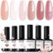 Modelones UV Nagellack,Gel Nagellack UV 6 Farben,Nude Weiß Rosa Glitzer für Frühling Sommer Soak Off Nail Polish French Manicure DIY zu Hause Geschenke, 7 ml