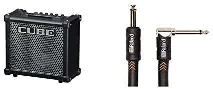 Roland Cube 10Gx Guitar Amplifier, Compact 10-Watt Guitar Amp with Custom-Designed 8-Inch Speaker & Black Series Instrument Cable Black, RIC-B10A, Length: 10 ft/3 m