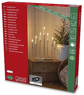 Konstsmide LED Metallleuchter, messingfarben lackiert, inkl. Dimmer, 7 warm weiße Dioden, 24V, Innen, 3,6W, weißes Kabel - 2052-810TR