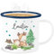 Emaille Becher Blechbecher - Reh mit Name personalisiert I Rehlein I Rehkitz I Waldtier - 300 ml - Weiß Blau - tier waldtiere tasse tiere personalisierte trinkbecher tieren personalisierter