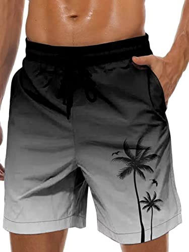 Lzzidou Men's Swim Trunks Mesh Lining Bathing Suit 8 Inch Inseam Swimsuits Hawaiian Beach Shorts with Pockets