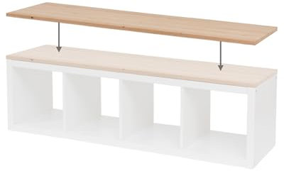 HORST Deckplatte für Kallax Regal - Elegante Massivholzplatte für I K E A Kommode - Perfekte Passform - FSC-Zertifiziert - Eiche, 147 x 39 cm