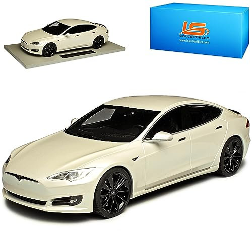 alles-meine.de GmbH Tesla Model S Weiss Metallic Ab 2012 Version Ab Facelift 2016 limitiert 1 von 250 Stück 1/18 LS Collectibles Modell Auto mit individiuellem Wunschkennzeichen
