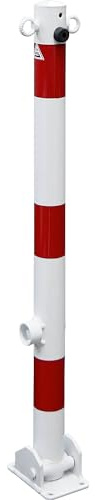 KAISER+KRAFT | Absperrpfosten | Ø 60 mm, weiß / rot, klappbar, mit 2 Ösen