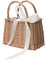 CARMELIT Blumenmädchen-Korb, Boho-Stil, Rattankörbe mit weißem Band für Hochzeiten, klassischer Weidenkorb, Handtasche, Korb, Taschen, Damen, Stroh-Tragetasche mit Griff