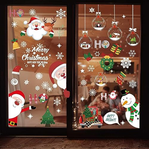 CINGHIA Stickers Noel Fenetre Reutilisable,Autocollant Noel Fenetre,9 Pièces Stickers Noel Vitre,Stickers Fenetre Noel,Autocollant Fenetre Noel