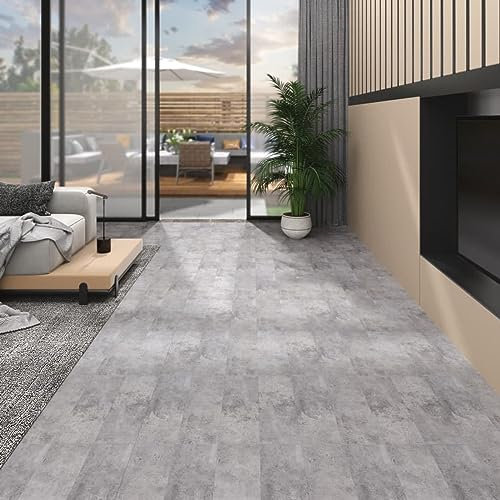 ZEYUAN PVC-Laminat-Dielen, PVC Bodenbelag, Bodenfliesen, Boden Folie, Laminat Boden, 5,26 m² 2 mm Zementbraun
