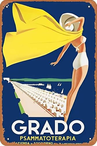 Vintage Blechschild Grado Italien Vintage Reiseposter – Poster Papier oder Leinwanddruck / Geschenkidee / Wanddekoration Metallschild Retro Wanddekoration für Zuhause, Cafés, Büro, Geschäft, Pubs,