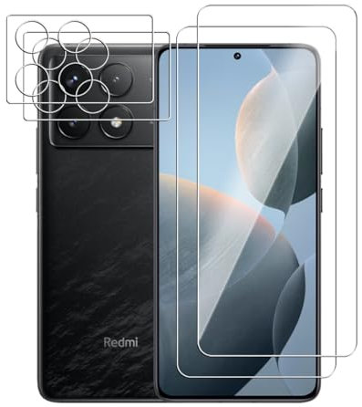 Afikyutu Protector de Pantalla para Xiaomi Poco F6 Pro, 2 Piezas Cristal Templado + 2 Protector de Lente Cámara, Anti-Arañazos, Fácil de Instalar, 9H Dureza Vidrio Templado