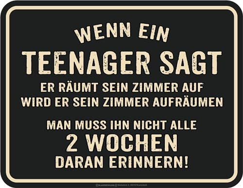 Deko Blechschild für Teenager: Zimmer aufräumen