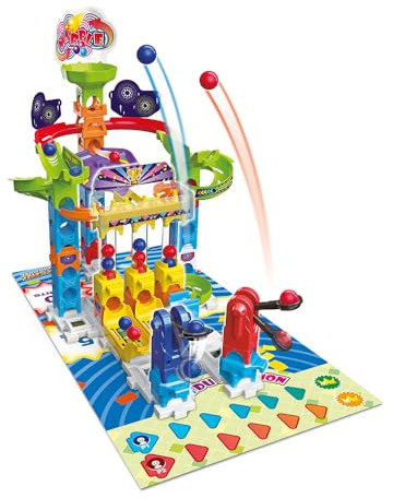 VTech - Marble Rush, Kugelbahn Gaming Set S300, Bauspiel, 62 Teile, 12 Kugeln, 1 doppelseitige Spielmatte und 6 Chips, Geschenk für Kinder ab 4 Jahren – Inhalt auf Französisch