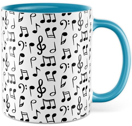 Musiker Tasse mit Motiv - Musiknoten - Kaffeetasse aus Keramik 330ml - Musikliebhaber Noten lesen Musik Instrument Musiklehrer Band Orchester Kaffee-Becher