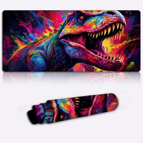 CHTXD Tapis de Souris de Jeu Tapis de Souris Dinosaure – sous-Main de Bureau (23,6 x 13,8 x 0,12 Pouces) Grand Tapis de Souris étendu