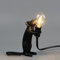 LED Little Mouse Desktop Resin Table Lamp 3 Different Postures and Color Creative Frosted Night Light is Very Suitable for Bedroom, Living Room, Baby Room, Office,Black,Standing