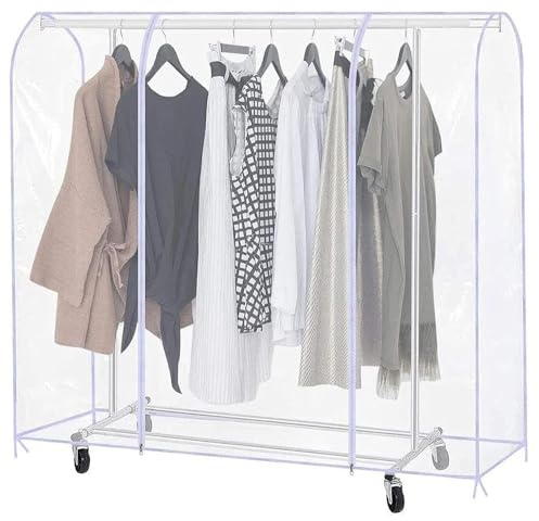 Staubschutz Für Kleiderbügel, Big Abdeckung Kleiderstange Kleiderständer Abdeckung, Transparente Kleidungsschutzhüllen Kleiderhüllen Mit Reißverschluss Kleidersäcke, Mottenschutz B,50*150*200cm