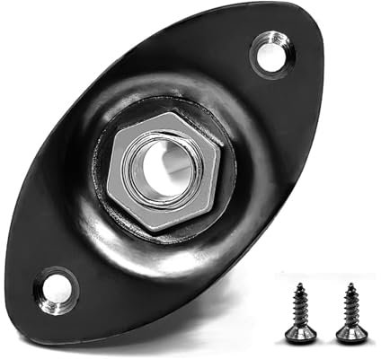 Musiin Serrated 1/4 Oval Guitar Output Jack Plate Input Socket with Screws, Compatible with LP Electric Guitar (Black)