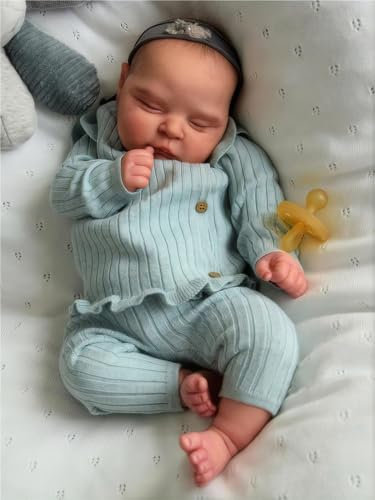 Zero pam 20 Zoll 50 cm Lebensecht Reborn Baby Mädchen mit Haaren Augen Zu Weiches Silikon Real Wie Neugeborene Puppen Mit Stoff Körper Echte Schlafenden Baby Puppe Für Kleinkind Mädchen ab 3 Jahren