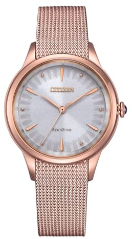 CITIZEN Orologio analogico al quarzo da uomo con cinturino in acciaio inox EM1153-88A, Colore: rosa., Bracciale