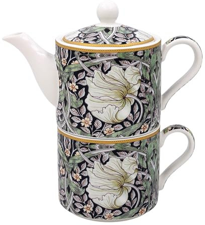 The Leonardo Collection William Morris Pimpernel Tea for One | Ceramic Teapot and Cup Set | Beautiful Gift for Office | Stylish Printed Teapot for Tea Enthusiasts