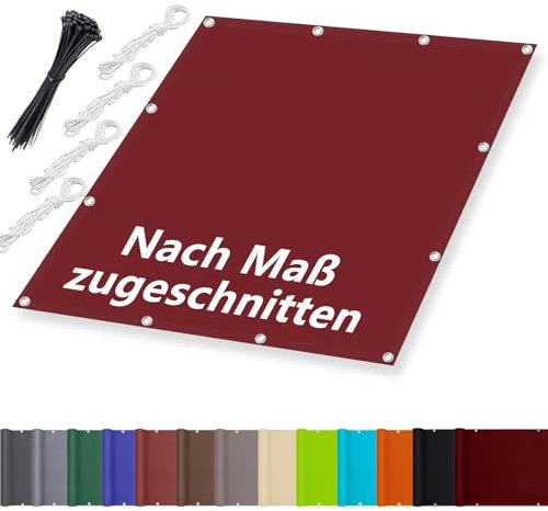 Pergola Sonnenschutz üBerdachung 4.5x9M, Segeltuch Meterware im Viele Größe und Farben, Sonnenschutznetz inkl Befestigungsseile, UV-Schutz, Wetterfest für Garten Terrasse Balkon, Burgunderrot