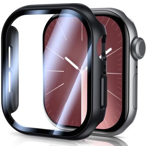 UM UNIQUEME für Apple Watch Series 10 46mm Hülle - 2 Stück, 360° Ultradünne PC Hard Schutzhülle, Kratzfest & Voller Schutz, Displayschutz für iWatch 46mm - Schwarz