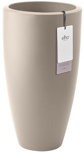 elho June Rund High 40 - Blumentopf für Innen und Außen - 100% recyceltes Plastik - Ø 39.0 x H 70.1 cm - Beige/Balanced Beige