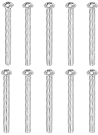 PATIKIL 1/4-20x2-3/4 Tornillos de Cabeza Redonda con Casquillo, 10 Piezas de Acero Inoxidable 304 18-8 Tornillos de Cabeza con Casquillo Allen Hexagonal Rosca Completa Rosca Fina UNC