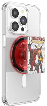 PopSockets Phone Grip for MagSafe, Secure Magnetic Phone Grip & Stand, Hands-Free Kickstand, Wireless Charging Compatible, Deadpool x Wolverine - Comic Cover