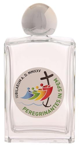 Holyart Botellas Vidrio 50 ml Logotipo Oficial Jubileo 2025 (Caja 25 Piezas)