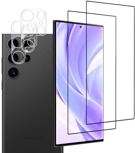 Carantee für Panzerglas für Samsung Galaxy S24 Ultra Schutzfolie mit Kameraschutz, 9H 3D Gebogenes, Gehärtetes Glas S24 Ultra Schutzglas, Blasenfrei für Samsung S24 Ultra Displayschutz, 2+2er Pack