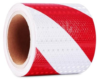 thirei 12m × 10cm Reflektierendes Klebeband, Wasserdicht Reflektierendes Klebeband Rot Weiß, Warnaufkleber Reflektorband, für Warnmarkierung Sicherheit