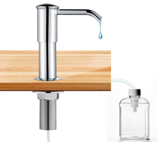 Distributeur de savon ABS à pompe rotative à 360° - Distributeur de savon encastrable pour évier de cuisine et lavabo - Avec tuyau de 1 m - Distributeur de liquide vaisselle pour évier - Distributeur