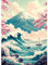 NEWENMO DIY Mont Fuji Diamond Painting Kits,Bateaux et Grandes Vagues Peinture Diamant Kit pour Adulte,5D Diamant Painting Kit Complet,Pont Cristal Débutant Art Set,pour Maison Décoration 30x40cm