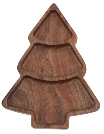 Alipis Weihnachtsbaum Schneidebrett Holz Wasserdichtes Handpoliertes Kleines Serviertablett für Snacks Frühstück Dörrobst Vielseitiges Robustes Holz Charcuterie Board für Festliche