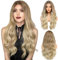 LUFFLOK Lange Gewellt Blond Perücke für Frauen Mädchen 68cm Lange Lockige Volle Perücken Damen Gewellte Hitzebeständig Volle Haar Perücke für Tägliche Karneval (Blond)