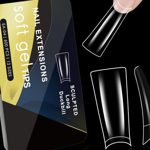 Lot de 600 faux ongles transparents en forme de pieds de canard pour salon et usage domestique