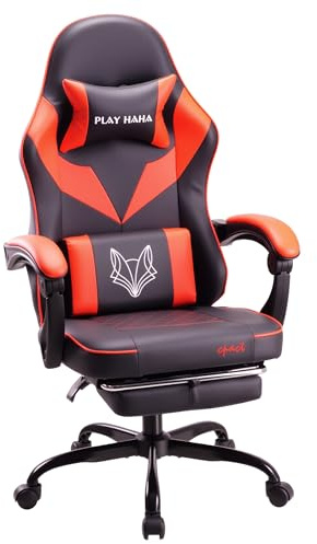 play haha Gaming Chair Ergonomic Gaming Chair with High-Density Foam & Breathable PU Leather 135-Degree Recline, Enhanced Lumbar & Leg Support,360° Swivel,150kg Capacity Desk Chair