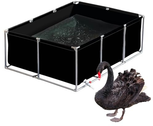 Außenlagertank Segeltuch Fischteich,Faltbarer Fischteich aus Segeltuch, Zierschwimmbecken für Aquarien mit Ablassventil, Zuchtwassertank für Koi, Garten Aquarium,Black 2×1.5×0.9m(6.5×4.9×2.9ft)