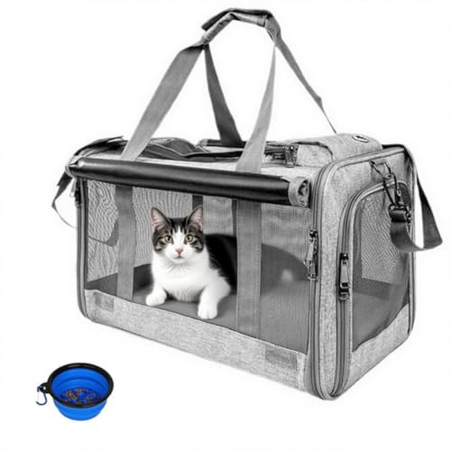 SHJOEE Transportbox für Hund Katze Faltbar Hundebox Atmungsaktiv Hundetasche Oxford Reisetasche für große Katzen und Welpen Outdoor Haustiertransportbox für Auto,Zug,Tierarzt,Reisen,Zuhause