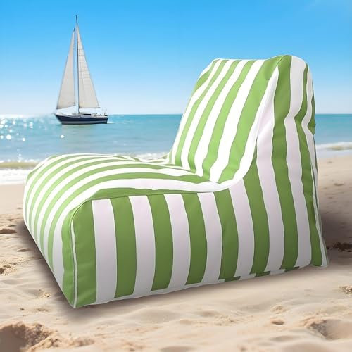 SXBCyan Puff Flotante For Piscina, Sin Relleno. Puff Flotante For Piscina. Puff Grande, Cómodo For Interior Y Exterior. Puff De Playa A Rayas For Exteriores. Sofá Cama.(Light Green)