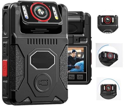 Mini Fotocamera M7 PRO 4K Body Camera con Schermo LCD Videoregistratore da 128 GB GPS Bodycam Ruota di 180 ° Telecamera Cam della Polizia