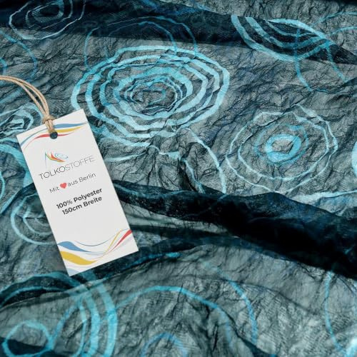 TOLKO Designer Stretch Chiffon Stoff Meterware für Rock Bluse Tücher | Halb transparent knitterarm weich fallend | Dekostoff Gardine Vorhang Stoffe zum Nähen Meterware (Abstrakt)
