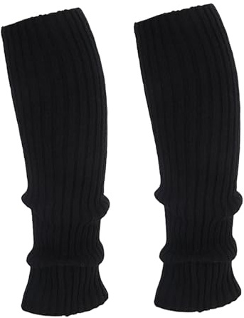 ZEYIYER Stulpen Damen, Schwarze Beinwärmer für Damen, 40 cm Gestrickte Beinwärmersocken für Herbst, Winter, Tanz, Sport