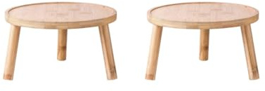 BHFZIAP 2 set Mini Wooden Stool Plant Stand Plant Stool for Indoor Outdoor Home Decoration Wood Color, 14x9.5cm