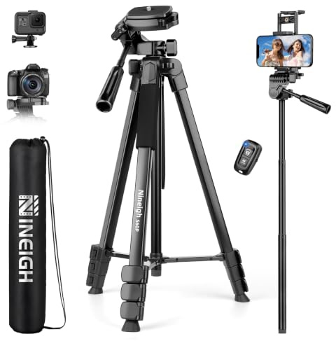 83'' Camera Phone Tripod for iPad, Lightweight iPhone Tripod Stand | 37.8'' Extendable Selfie Stick with Remote, Portable Mobile Stand for Filming Compatible with Smartphone/Tablet/Action Camera