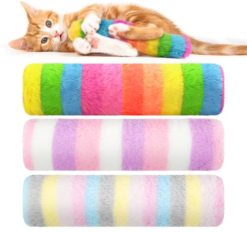 OSDUE 3-delar Kattmynta Kattleleksaker, Kattleksaker Set, Kattkudde med Kattmynta Katt Baldrian Kudde Plysch Smygel Kudde, Mjukt fluffigt husdjur lugnande leksak