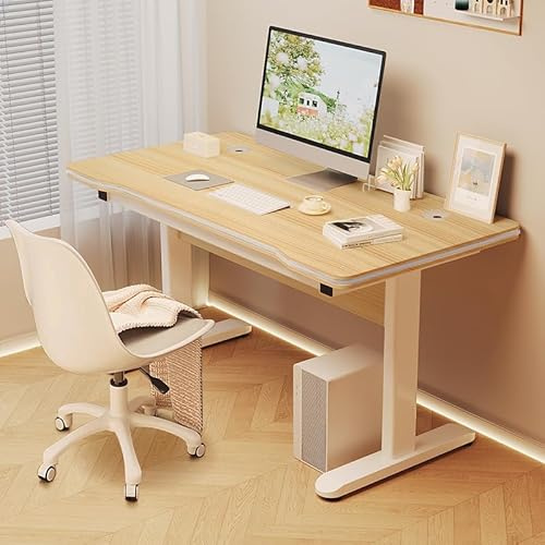 HDHNBA Modern Gaming Desk with T-Shaped Bracket, Computer Study Writing Table for Home Office,Wood Art PC Suitable Desks