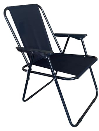 Klappbarer Gartenstuhl, Metall, für den Außenbereich, Terrasse, leicht, tragbar, Liegestuhl, Strandliegestuhl, Outdoor-Campingstuhl, zusammenklappbar, Picknickstühle, Schwarz (Schwarz, 1)